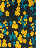 Yellow Flowers on Dark Navy Cotton Sateen